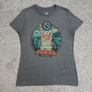 Ninkasi Brewing Shirt Womens XL Gray Dawn Of The Red Beer Graphic Zombie Horror